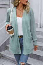 Load image into Gallery viewer, Cable-Knit Long Sleeve Cardigan with Pocket