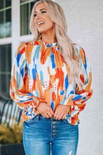 Load image into Gallery viewer, Paint Print Ruffle Collar Flounce Sleeve Top