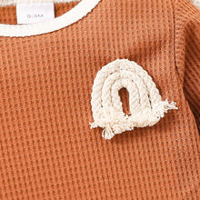 Load image into Gallery viewer, Baby Contrast Trim Waffle-Knit Long Sleeve Bodysuit