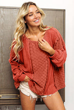 Load image into Gallery viewer, BiBi Checkered Spliced Long Sleeve Top