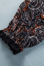 Load image into Gallery viewer, Printed Buttoned Balloon Sleeve Cropped Blouse