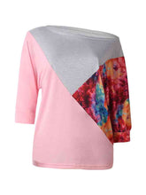 Load image into Gallery viewer, Color Block Three-Quarter Sleeve Blouse