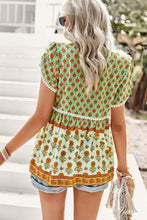 Load image into Gallery viewer, Bohemian Tie Neck Buttoned Blouse