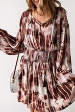 Load image into Gallery viewer, Tie-Dye Smocked Waist Balloon Sleeve Dress