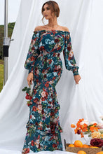 Load image into Gallery viewer, Floral Ruffle Trim Off-Shoulder Dress