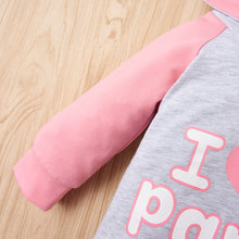 Load image into Gallery viewer, Baby Girl I HEART Raglan Sleeve Hooded Jumpsuit