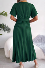 Load image into Gallery viewer, Pleated Flutter Sleeve Belted Dress