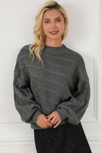 Load image into Gallery viewer, Cable-Knit Mock Neck Dropped Shoulder Sweater