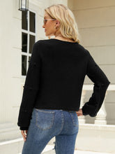 Load image into Gallery viewer, Pom-Pom Detail V-Neck Knit Sweater