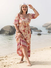 Load image into Gallery viewer, Plus Size Printed Square Neck Ruffle Hem Dress