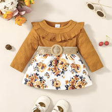 Load image into Gallery viewer, Floral Print Belted Ruffle Trim Short Dress