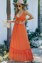 Load image into Gallery viewer, Frill Trim Cutout Spaghetti Strap Dress