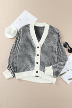 Load image into Gallery viewer, Waffle-Knit Drop Shoulder Button-Down Cardigan