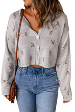 Load image into Gallery viewer, Floral Button Down Cropped Cardigan