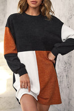 Load image into Gallery viewer, Color Block Dropped Shoulder Mini Dress