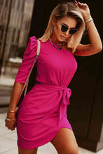 Load image into Gallery viewer, One-Shoulder Tulip Hem Tie Waist Dress