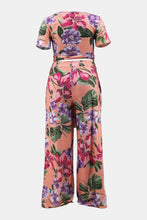 Load image into Gallery viewer, Plus Size Printed Crisscross Tie Front Top and Pants Set