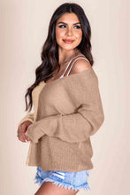 Load image into Gallery viewer, Contrast Color V-Neck Long Sleeve Pullover Sweater