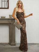 Load image into Gallery viewer, Leopard Print Spaghetti Strap Tie Back Dress