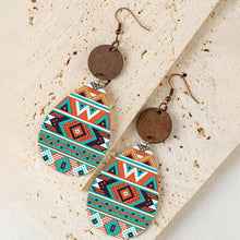 Load image into Gallery viewer, Geometric Wooden Teardrop Earrings