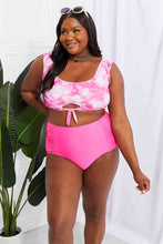 Load image into Gallery viewer, Marina West Swim Sanibel Crop Swim Top and Ruched Bottoms Set in Pink