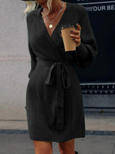 Load image into Gallery viewer, Open Front Lantern Sleeve Tied Cardigan