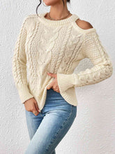 Load image into Gallery viewer, Cable-Knit Cold-Shoulder Sweater