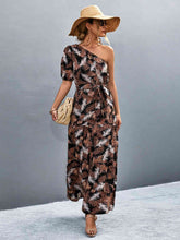 Load image into Gallery viewer, Printed Tie Waist One Shoulder Maxi Dress