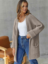 Load image into Gallery viewer, Open Front Long Sleeve Cardigan with Pockets