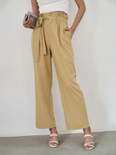 Load image into Gallery viewer, Paperbag Tie Waist Wide Leg Pants