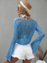 Load image into Gallery viewer, Openwork Flare Sleeve Cropped Cover Up