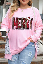 Load image into Gallery viewer, Plus Size MERRY CHRISTMAS Leopard Dropped Shoulder Sweatshirt