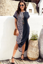 Load image into Gallery viewer, Leopard Color Block Split Dress