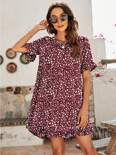 Load image into Gallery viewer, Printed Flounce Sleeve Ruffle Hem Dress