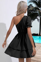 Load image into Gallery viewer, Layered Single Shoulder Flounce Sleeve Mini Dress