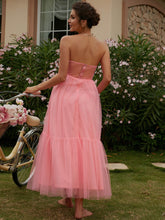 Load image into Gallery viewer, Strapless Sweetheart Neck Tulle Tiered Maxi Dress