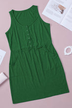 Load image into Gallery viewer, Button Front Sleeveless Dress with Pockets