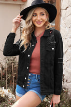 Load image into Gallery viewer, Distressed Button-Up Denim Jacket with Pockets