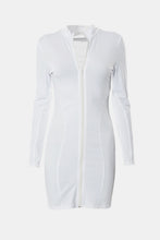 Load image into Gallery viewer, Ribbed Trim Zip Up Mini Dress