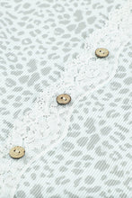 Load image into Gallery viewer, Leopard Buttoned Lace Trim Round Neck Top