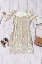 Load image into Gallery viewer, Mesh Panel Tassel Sequins Bodycon Dress