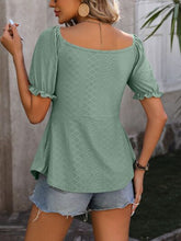 Load image into Gallery viewer, Ruched V-Neck Flounce Sleeve Blouse
