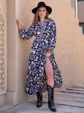 Load image into Gallery viewer, Printed Notched Neck Maxi Dress
