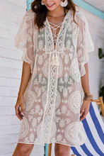 Load image into Gallery viewer, Lace-Up Sheer Cover Up
