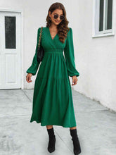Load image into Gallery viewer, Surplice Neck Long Sleeve Midi Dress