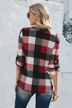 Load image into Gallery viewer, Plaid V-Neck Long Sleeve Top