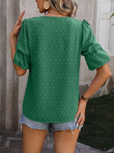 Load image into Gallery viewer, Swiss Dot V-Neck Short Sleeve Blouse