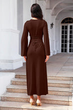 Load image into Gallery viewer, Tie Back Ribbed Round Neck Long Sleeve Dress