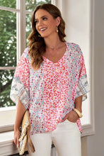 Load image into Gallery viewer, Mixed Print V-Neck Blouse