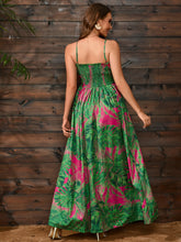 Load image into Gallery viewer, Slit Smocked Printed Spaghetti Strap Dress